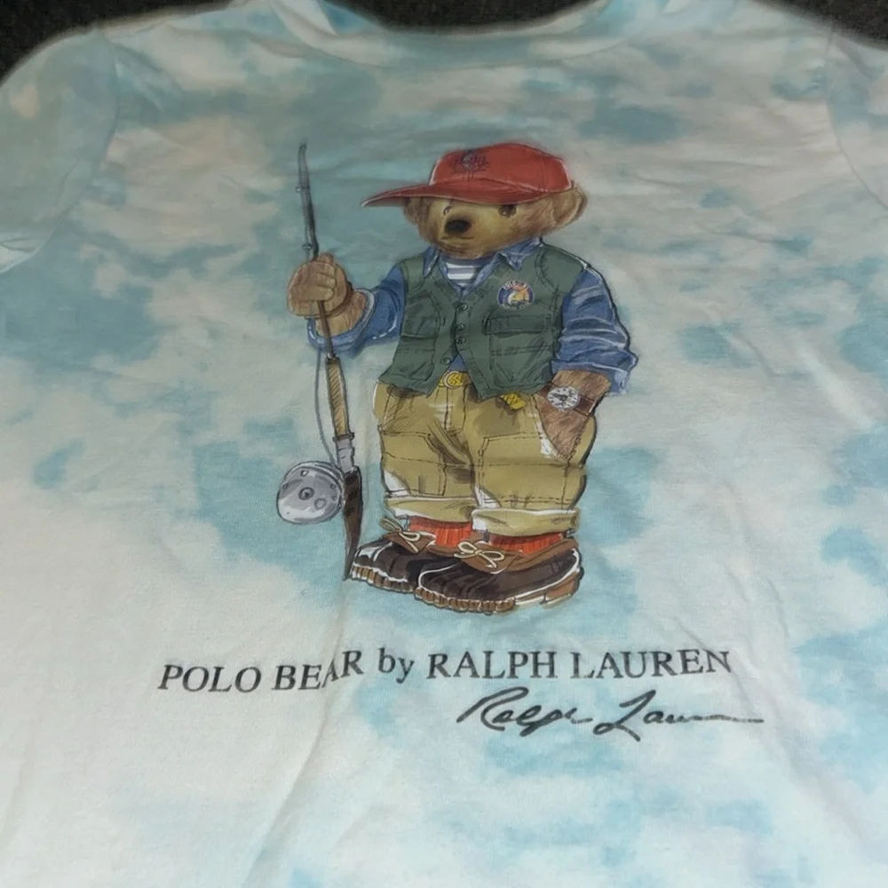 Polo Ralph Lauren Polo Bear T-Shirt Tie-Dye Blue Kid Size 4/4T - Picture 2 of 4